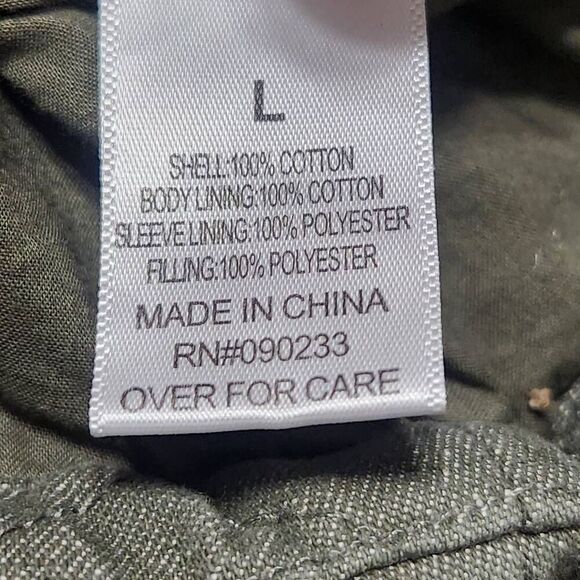 Pacsun Quilted chore coat olive drab green pockets zip front size Large cotton - Picture 8 of 9